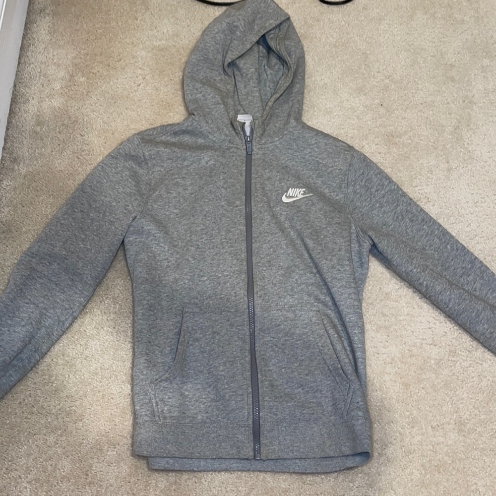 Boys Gray Nike zip up, worn